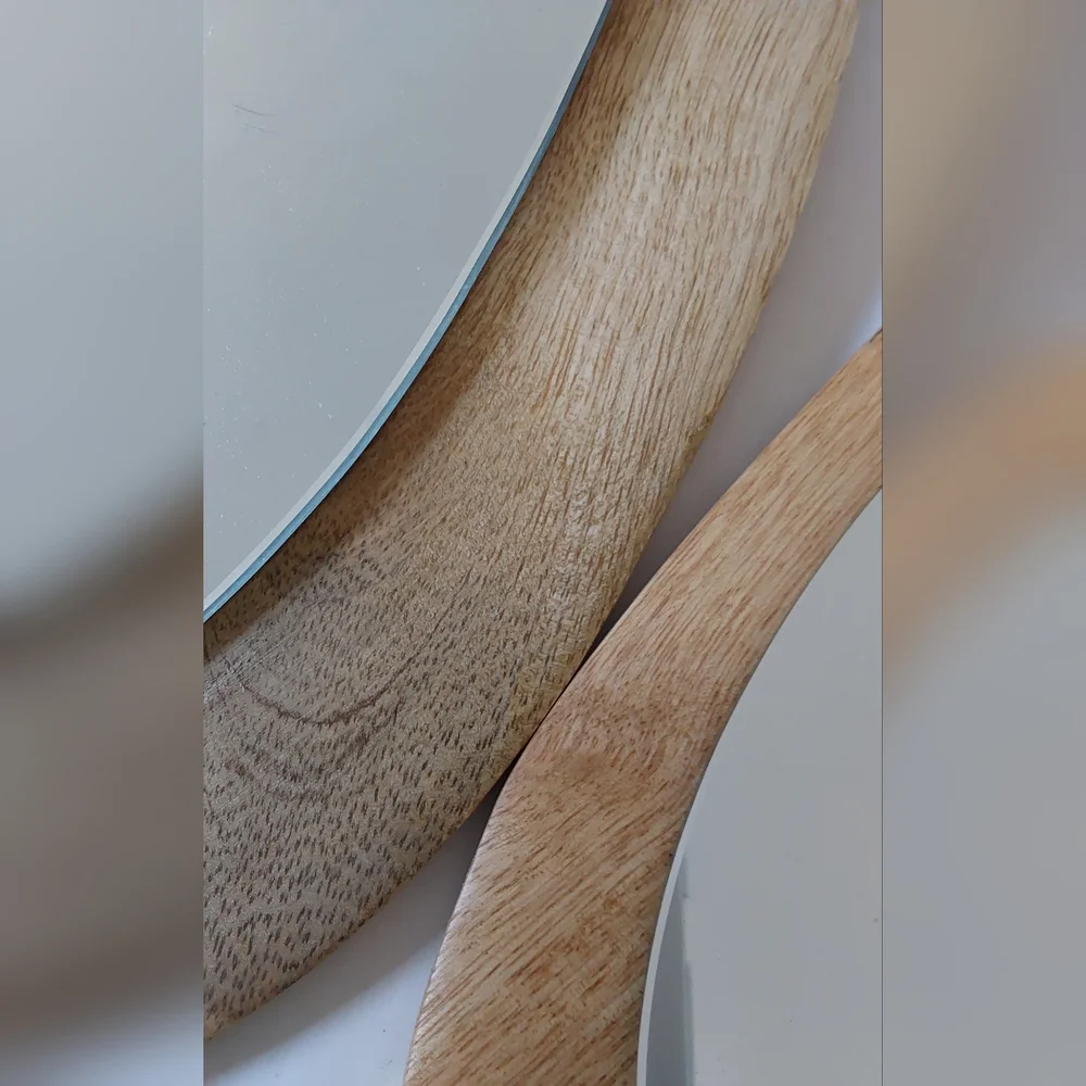 NWT...THREE MANGO WOOD ABSTRACT MIRRORS